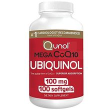 Qunol Mega Ubiquinol 100mg CoQ10, Superior Absorption, Patented Water and Fat Soluble Natural Supplement Form of Coenzyme Q10, Antioxidant for Heart Health, 100 Count Softgels