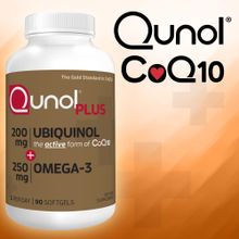 Qunol Plus Ubiquinol 200 mg. with Omega-3, 90 Softgels