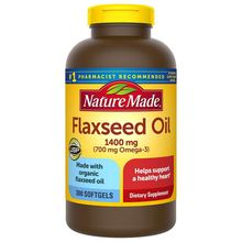Nature Made Organic Flaxseed Oil 1400mg, Omega-3 700 mg 300 Softgels