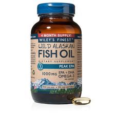 Wiley's Finest - Wild Alaskan Fish Oil 1000mg EPA + DHA Peak EPA Omega 3 Supplement - 120 Softgels