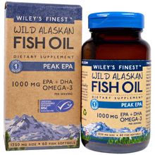 Wiley Finest, Wild Alaskan Fish Oil, Peak EPA, 1250 mg, 60 Fish Softgels WIF-00407