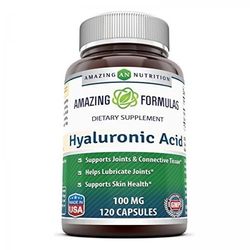 Amazing Formulas Hyaluronic Acid 100 mg 120 Capsules - Support healthy connective tissue and joints - Promote youthful healthy skin