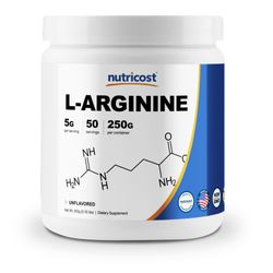 Nutricost L-Arginine 250Grams Pure L-Arginine Powder 5000mg Per Serving  50 Servings