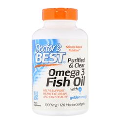 Doctor's Best Purified & Clear Omega 3 Fish Oil with Goldenomega 1000 mg 120 Marine Softgels