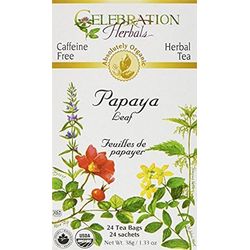 Celebration Herbals Absolutely Organic Caffeine Free Herbal Tea Papaya Leaf 24 Tea Bags, 38 gm 1.33 Oz