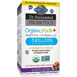 Garden of Life-Dr. Formulated Probiotics Organic Kids-Berry Cherry-Acidophilus and Probiotic Promotes Immune System,Digestive Health-Gluten,Dairy,Soy-Free,No Sugar Added-Chewables (30 Count)