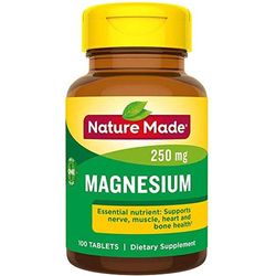 Nature Made Magnesium 250 mg helps Nerve & Muscle Function - 100 Tablets