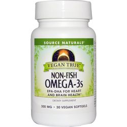 Source Naturals Vegan True Non-Fish Omega-3s, 300 mg 30 Vegan Softgels